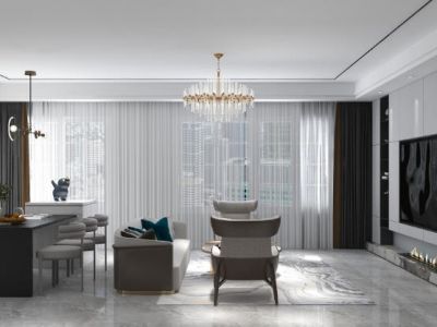 望府公馆180㎡简约冷色系