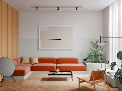 深蓝中心83平简约风格二居室装修案例