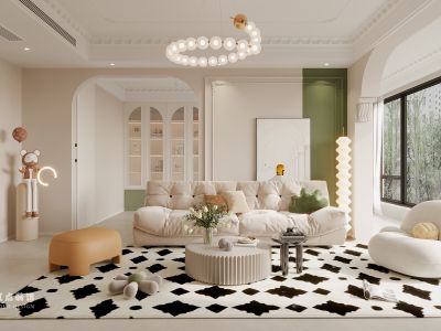 琥珀御宾府136平米三居室法式风装修案例