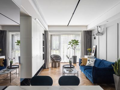 蓝天紫竹苑89㎡三居室现代风格装修案例