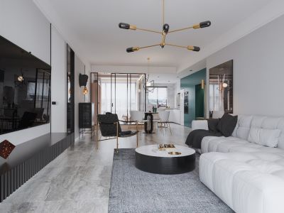 保利珑樾现代风格100平米三居室装修案例