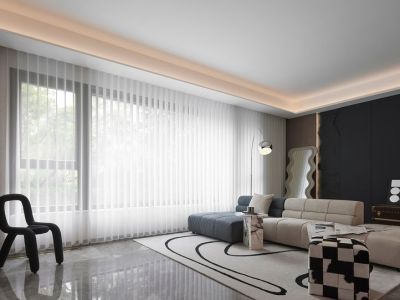 上坤北湖四季115平简约风格三居室装修案例