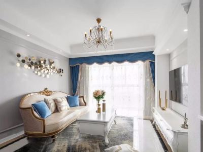 海创燕山书苑98㎡三居室美式风格装修案例