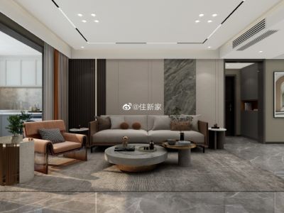 西安融公馆165平现代简约风格装修,深色调搭配很稳重大气