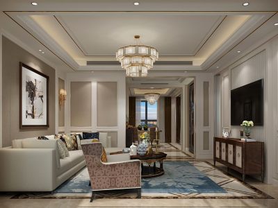 石化南苑126平三居室简欧风格装修案例