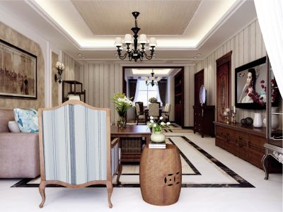 宏宇花园130㎡三居室美式风格装修案例