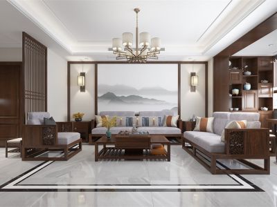 荣盛云龙观邸170㎡四居室中式风格装修案例