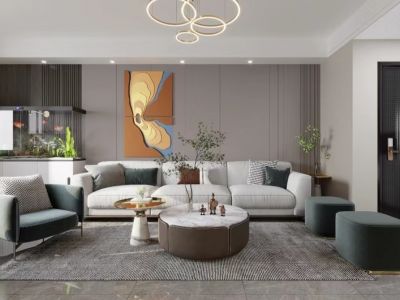 和顺新视界110平三居室现代轻奢装修案例