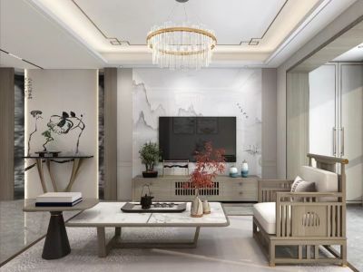 鼎元学府120㎡三居室新中式风格装修案例