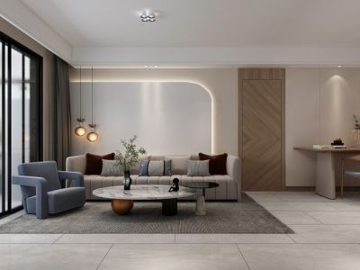 远洋荣域130平三居室现代风格装修案例