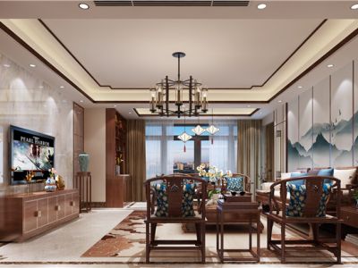 江湾城六期澜岸200㎡四居室新中式装修案例