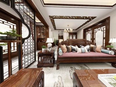 大华伊斐墅300㎡别墅中式风格装修案例