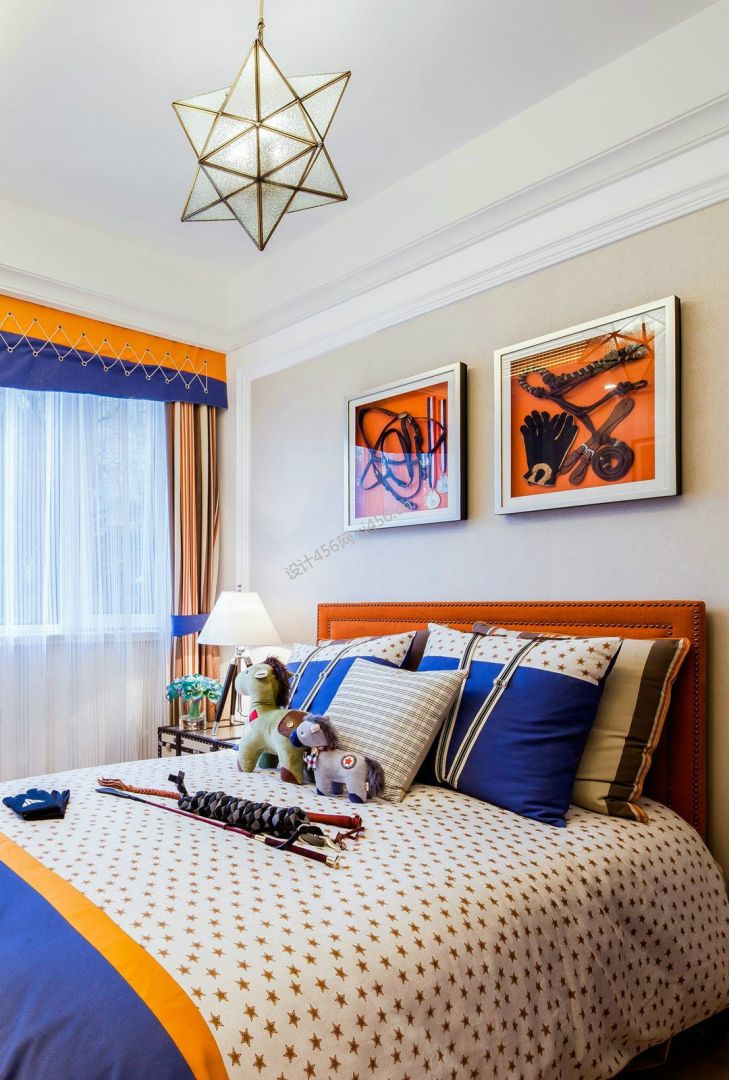 新古典风格131平米四室两厅卧室窗帘装修效果图