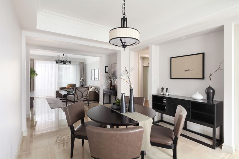 96平米中式风格三室两厅餐厅装修效果图