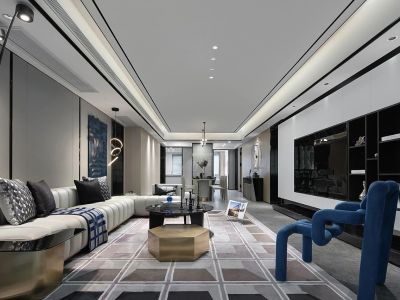 万晟城云府147平米现代风格三室两厅装修案例