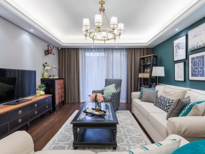 碧桂园铂悦府140平米美式风格三室两厅装修案例