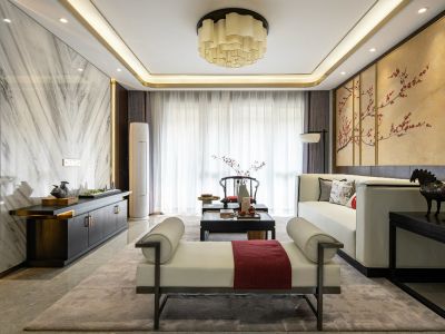 招商依云曲江128平中式风格三居室装修案例