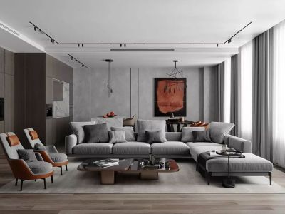 宏府鹍翔九天132平现代风格三居室装修案例