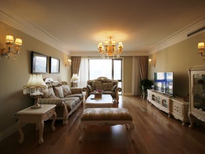 保利悦公馆124平米欧式风格三室两厅装修案例