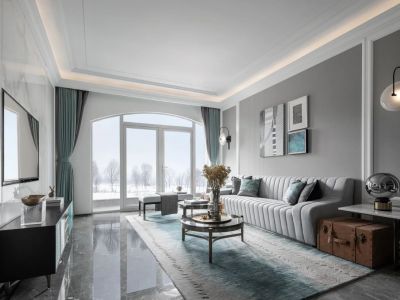 邦泰颐和上院96平米轻奢风格三室两厅装修案例