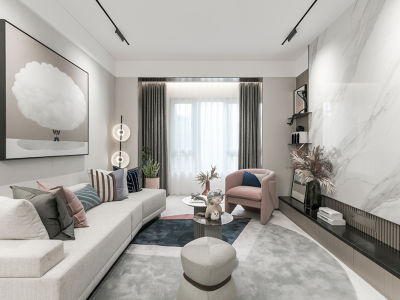 万晟清溪樾90平米简约轻奢风格三室两厅装修案例