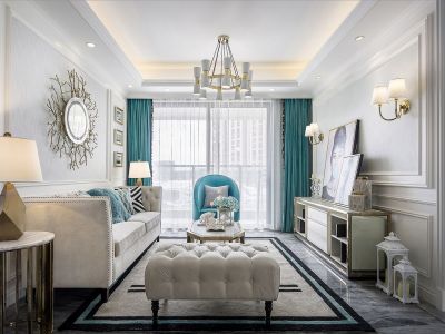 传化广场锦城105平米简欧风格三室两厅装修案例