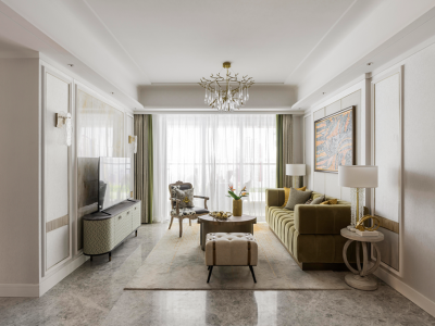 中华世纪城115平轻奢风格三居室装修案例