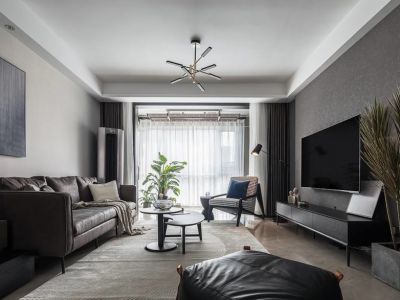 悦美国际128平现代风格三居室装修案例