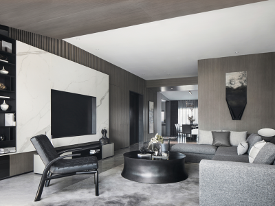 西港碧水湾126平现代风格三居室装修案例