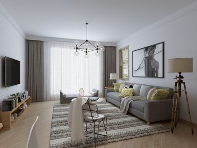 电建地产洺悦府114平米现代简约三居装修案例