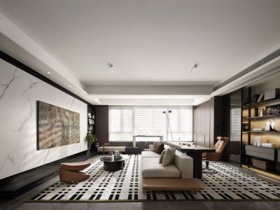 保利国际广场116平现代风格三居室装修案例