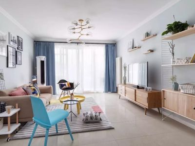 大富鸿学府104平米北欧风格三室两厅装修案例