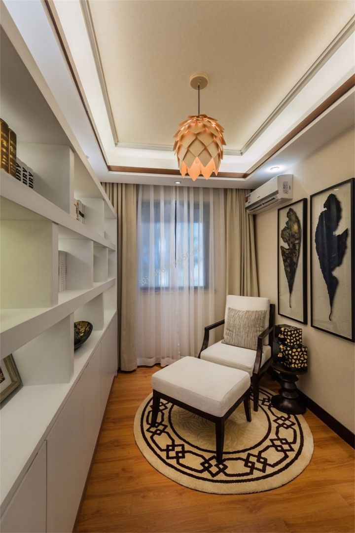 107平米新中式风格三室两厅书房装修效果图