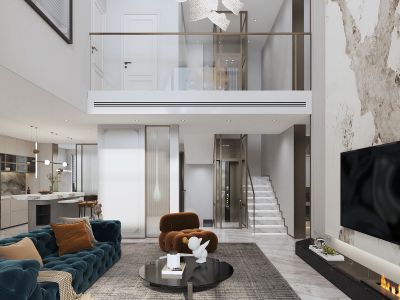 保利垄上310平米别墅现代轻奢风格装修效果图