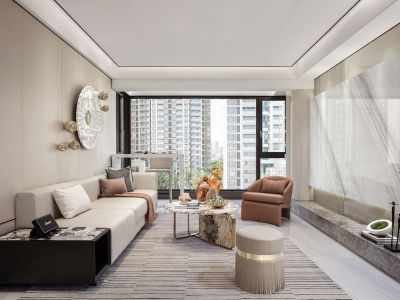 楚天尚城95平轻奢风格三居室装修案例