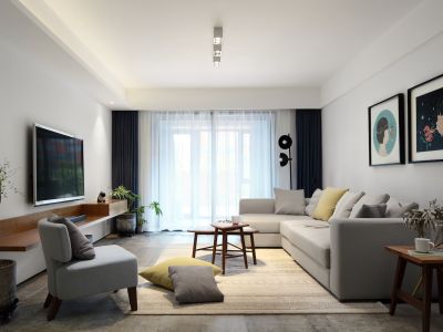 时光印象105平米简约风格三室两厅装修案例