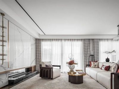 华发四季125平新中式风格三居室装修案例