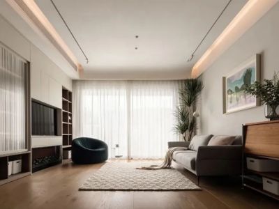 滨江风景130平三居室现代风格装修案例