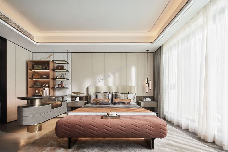 现代风格150平米卧室床装修效果图