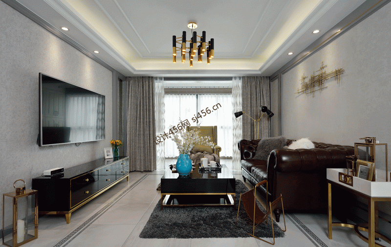141平米现代风格三室两厅客厅装修效果图