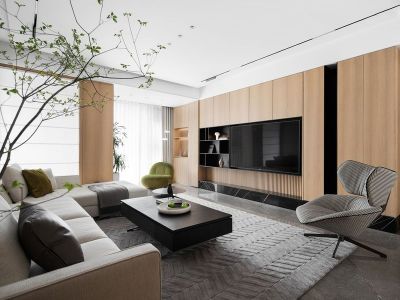 东方名都124平现代风格三居室装修案例