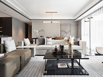 曲江美好时光128平现代风格三居室装修案例