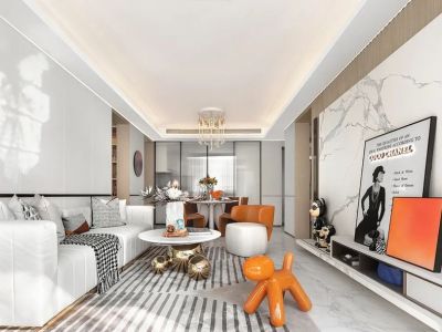 山语清晖115平轻奢风格三居室装修案例