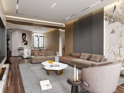 公园大道134平米平层意式极简风装修效果图