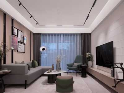 东逸湾121平简约风格三居室装修案例