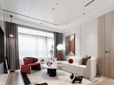 中央花园85平轻奢风格二居室装修案例