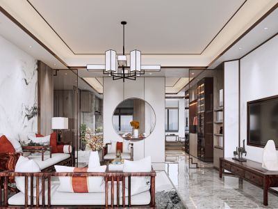 龙湖春森彼岸131平新中式风格装修案例