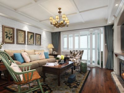 绿城招商诚园111平米美式风格三室两厅装修案例