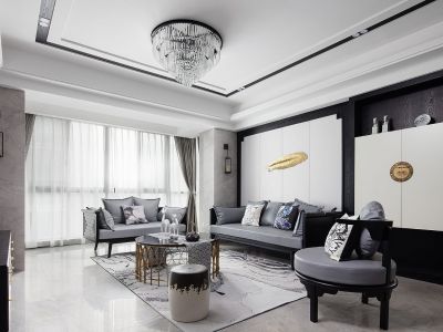 融创城创颐园99平米新中式风格三室两厅装修案例