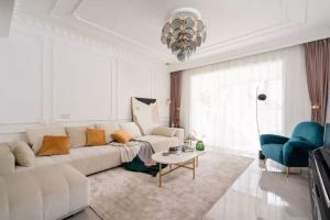 [济南金尚金品装饰]140平法式装修案例，整体设计整洁不失格调